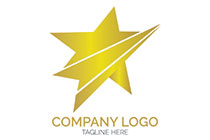 the golden abstract five pointed star logo