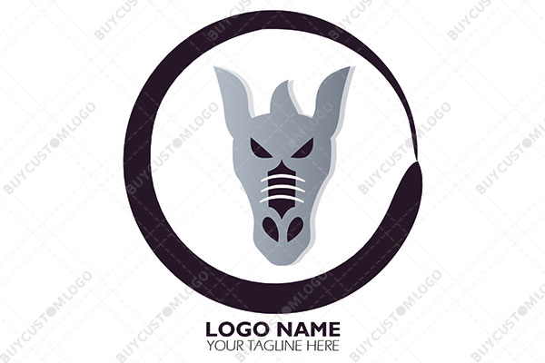 dragon head in thick to thin line seal logo