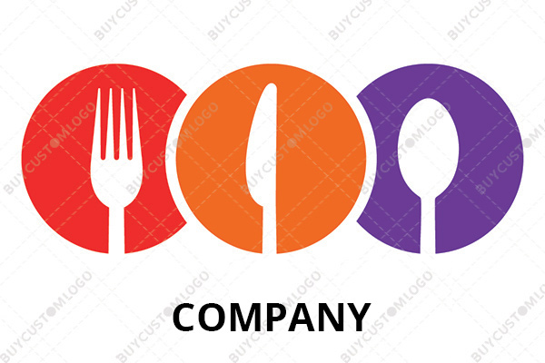 fork, spoon and knife vibrant logo