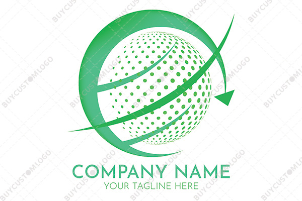 green abstract globe and arrow logo