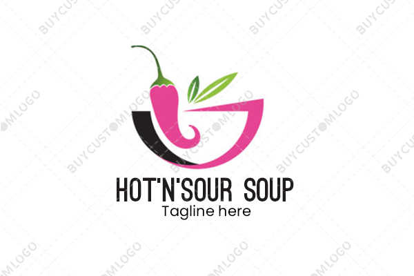 pink soup bowl with chilli logo