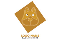 happy bulldog puppy in a rhombus logo