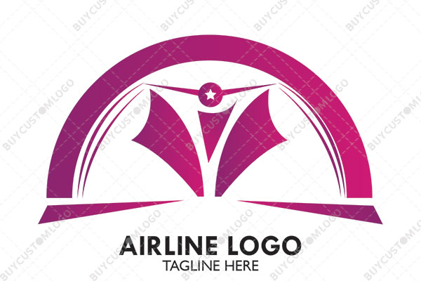 abstract aeroplane and ramp stairs logo