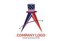 letter a arrowhead and uncle sam hat logo