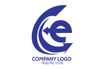 letter c, c and e with arrow line logo