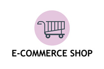 the pink sun and shopping cart logo
