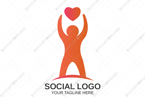 abstract person throwing heart in the air logo