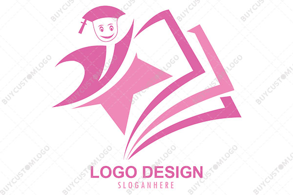 abstract ghost student with star and pages logo