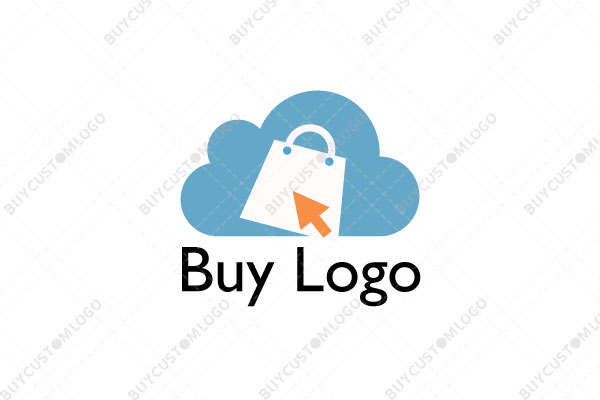 cloud, cursor and shopping bag logo