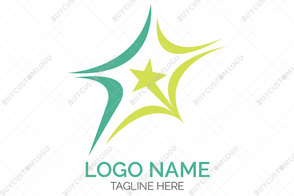 circular lines and stars green logo