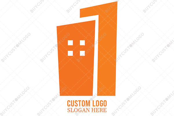 minimalistic orange abstract buildings logo