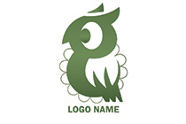 Green staring owl logo