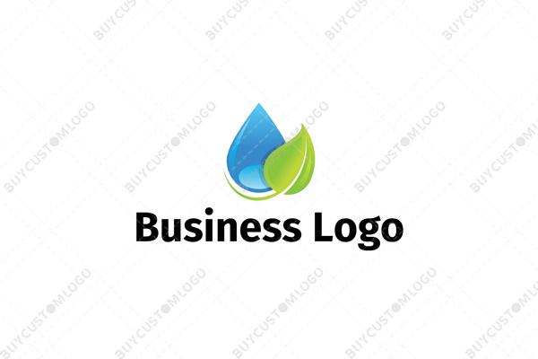 water drop and leaf shiny gradient logo