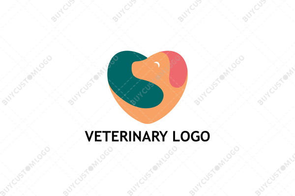 happy adorable dog heart logo