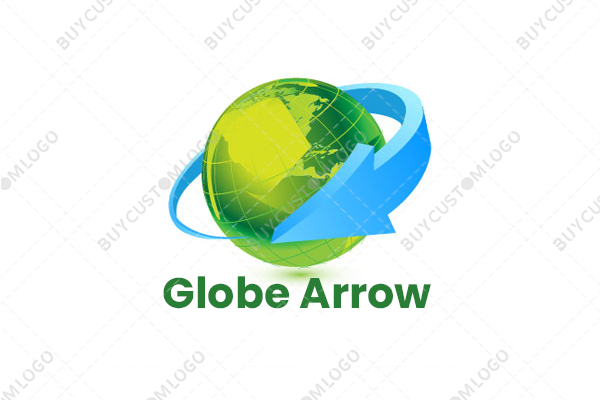 green and blue globe arrow logo