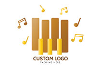 Piano Keys with Music Symbols Logo