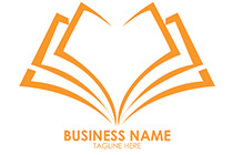 abstract open book orange logo