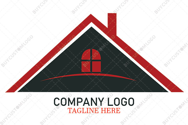 black and burgundy top of a house logo