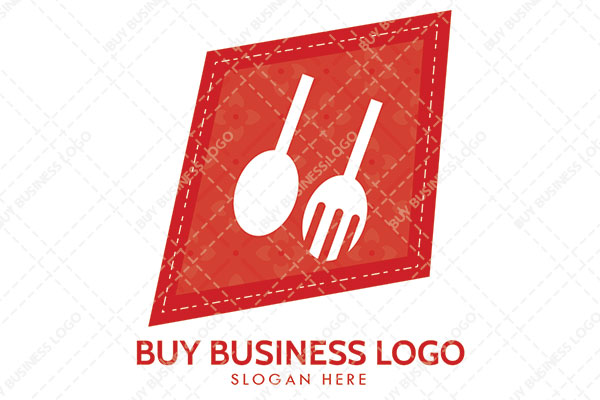Square Abstract with a Spoon and a Fork Logo