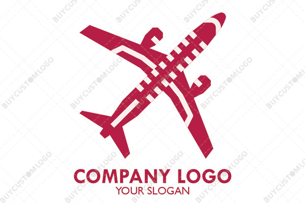 aeroplane silhouette style pink and white logo
