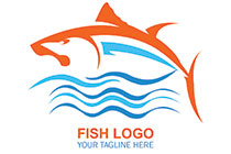 angry shark in water logo