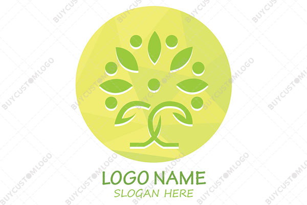 abstract tree in a round seal logo