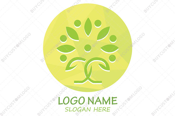 abstract tree in a round seal logo