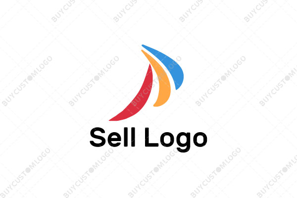 red, yellow and blue abstract feather logo