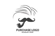 Long Wavy Hairs With Mustache and Smoking Pipe Beneath it Logo
