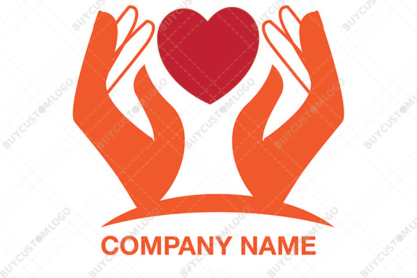 flame abstract hands and heart logo