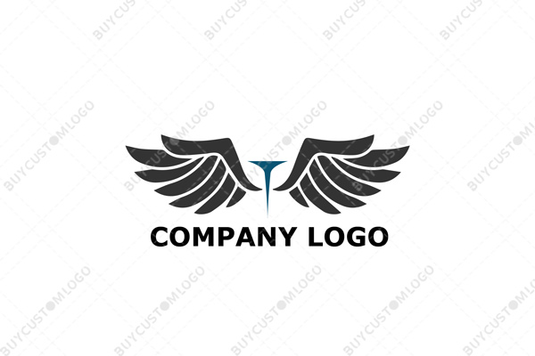 caduceus wings letter t logo