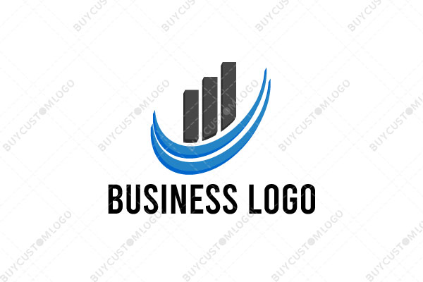 bar chart in an abstract basket logo