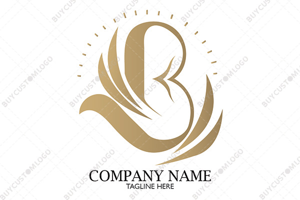 b letter rising phoenix logo