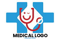 winking stethoscope and modified red cross logo