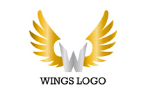 w letter heavenly wings logo