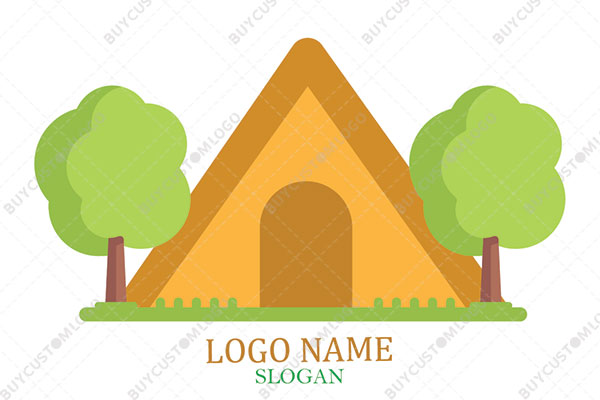 pyramid house with tree logo