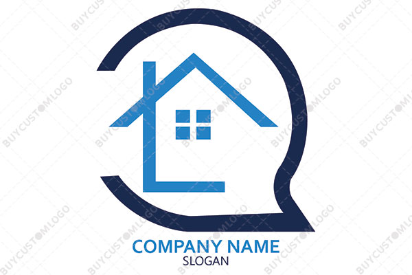 hut and message icon logo