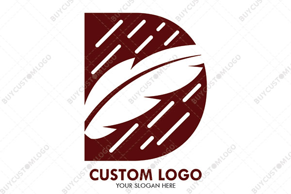 quill and dashed lines in letter d logo