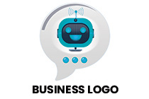 robot receiving signals in a messaging icon logo