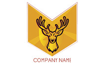 deer in a heraldic shield logo