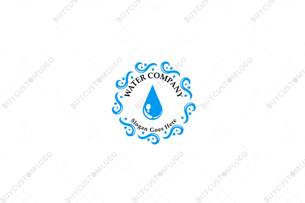 water drop, bubbles and breeze logo
