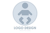 baby in a round seal silhouette style logo