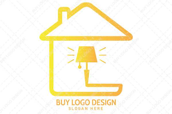 Abstract of Curves Forming a House within it a Lamp Logo
