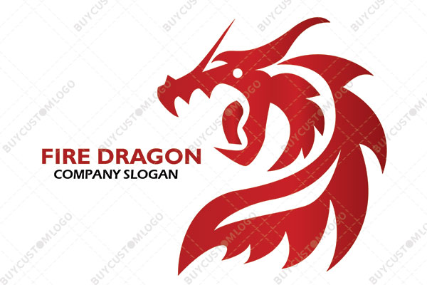 huge angry dragon with sharp spine logo