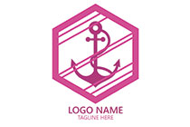 anchor with rode in a hexagon logo