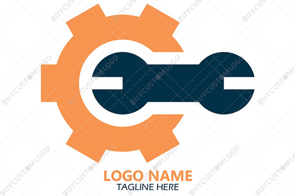 gear and abstract spanner logo