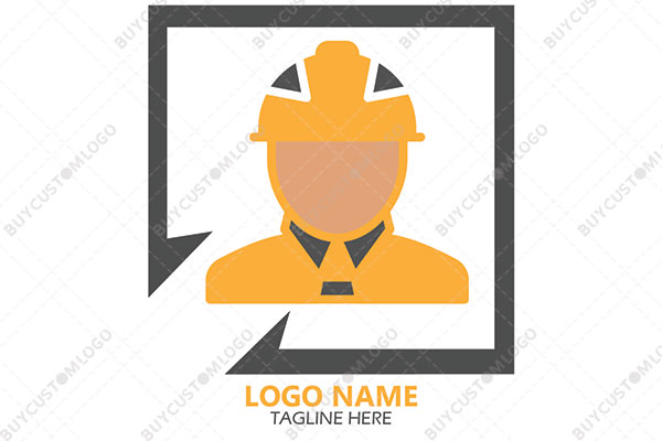 construction worker in a square seal logo
