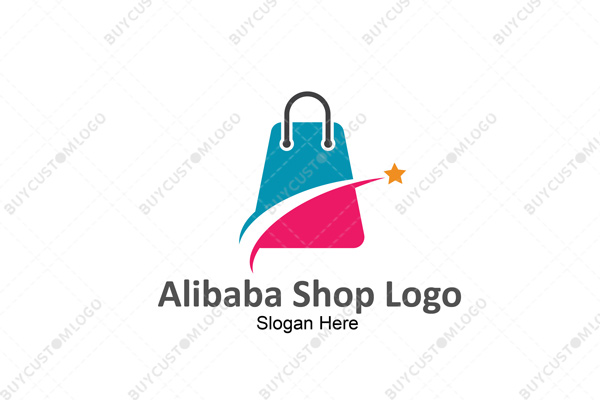 pink and cyan shooting shopping bag logo