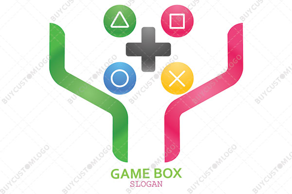 abstract hands game controller logo
