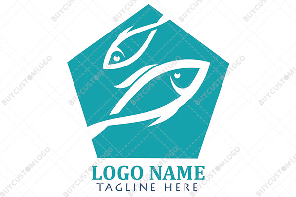 naughty fishes in a pentagon logo